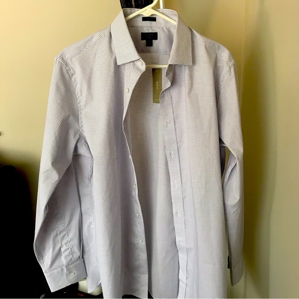 J.CREW LUDLOW CLASSIC DRESS SHIRT SIZE 16/34 WHITE BACKGROUND TINY BLACK SQUARES